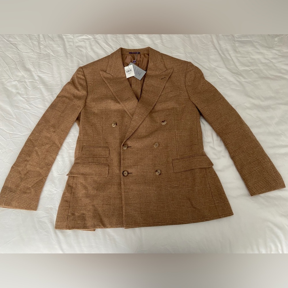 PURPLE LABEL Ralph Lauren Tan Checkered Blazer